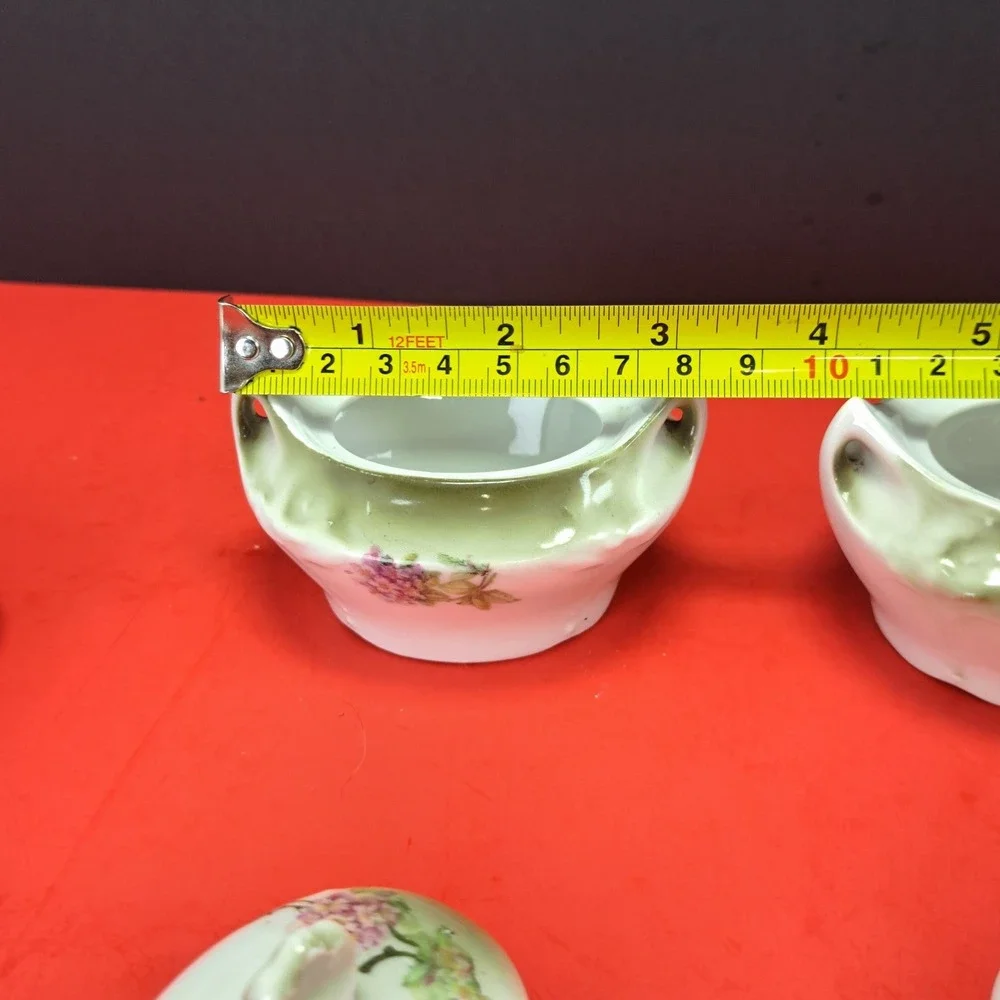 Moschendorf Bavaria Tea Vanity Set OS Green Pink Excellent Hydrangea Floral 5pc